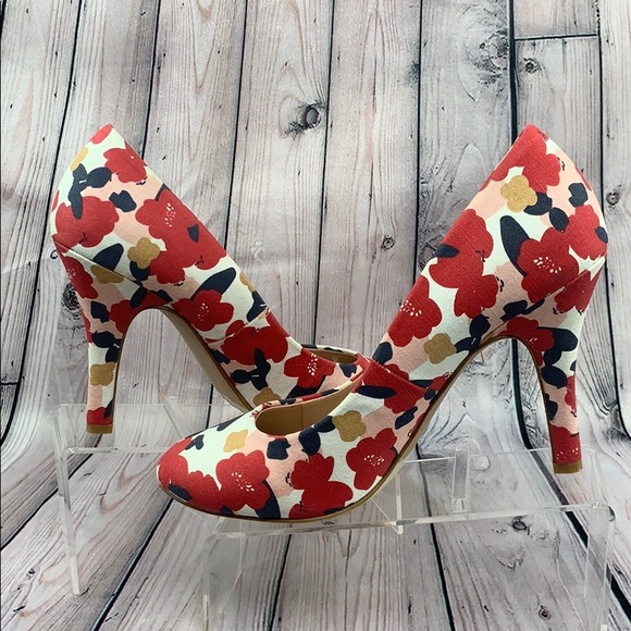 Kelly & Kate canvas floral high heels Sz 7.5 - Picture 3 of 5